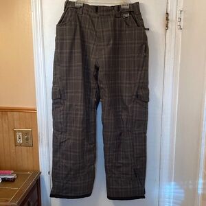 Karbon Men's Brown Plaid Insulated Ski Pants - XL